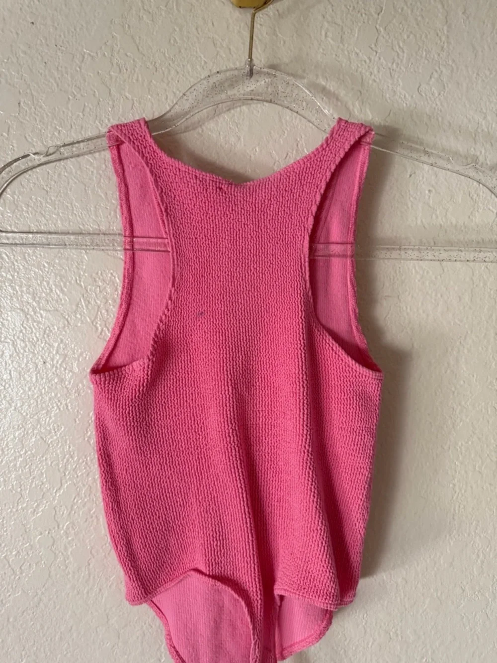 New Free People Hot Pink Textured Sleeveless Bodysuit size M